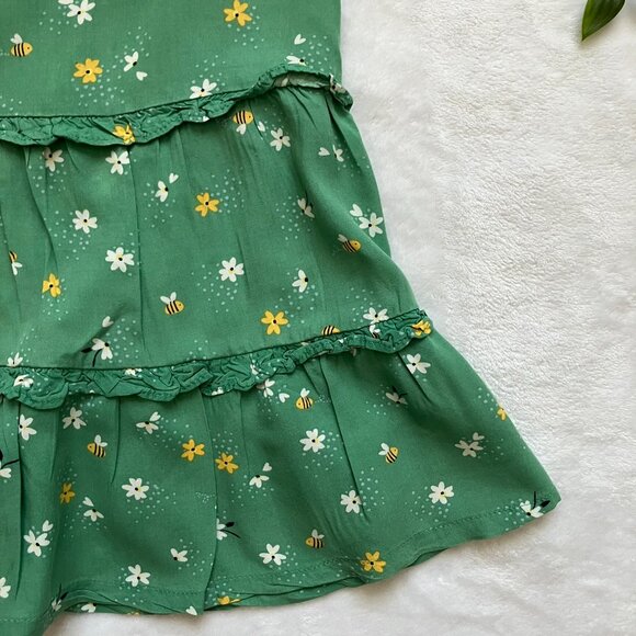 Carter's Toddler Sleeveless Dress 24M | Green Floral Bee Tiered Viscose VGUC - Picture 8 of 16